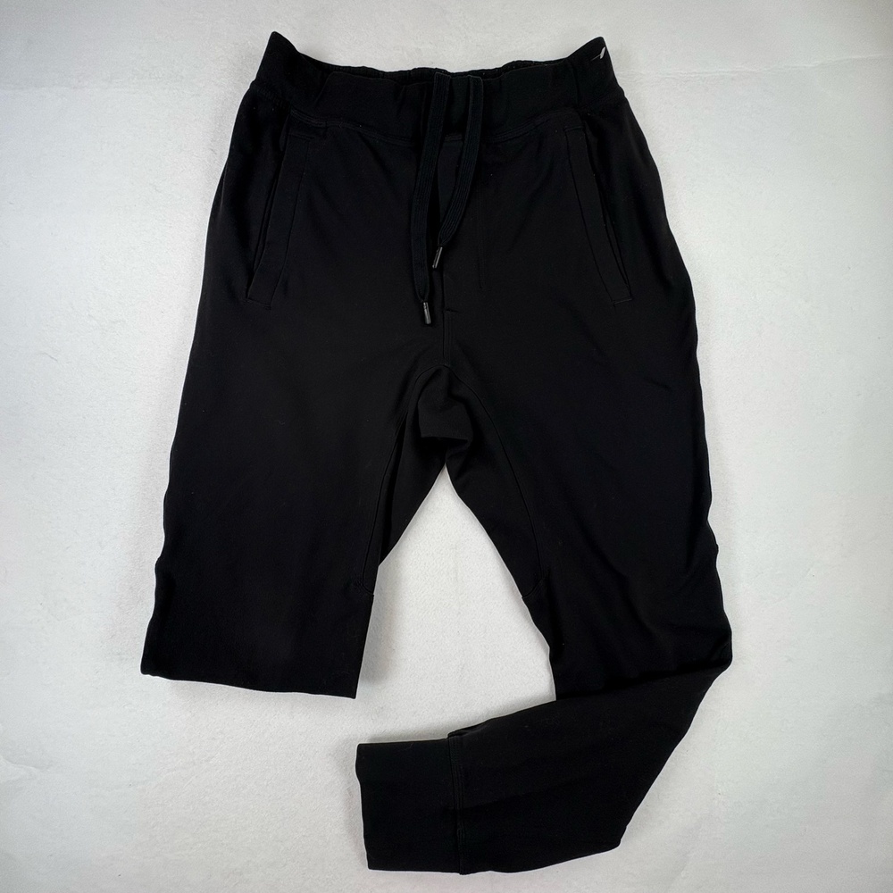 Lululemon Jogger Pants Mens Small Black Elastic Waist Knit Stretch Gym Training